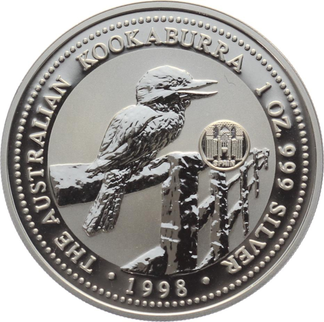 Australien 1 Dollar 1998 Kookaburra - 1 Unze Feinsilber - Privymark "Spain"